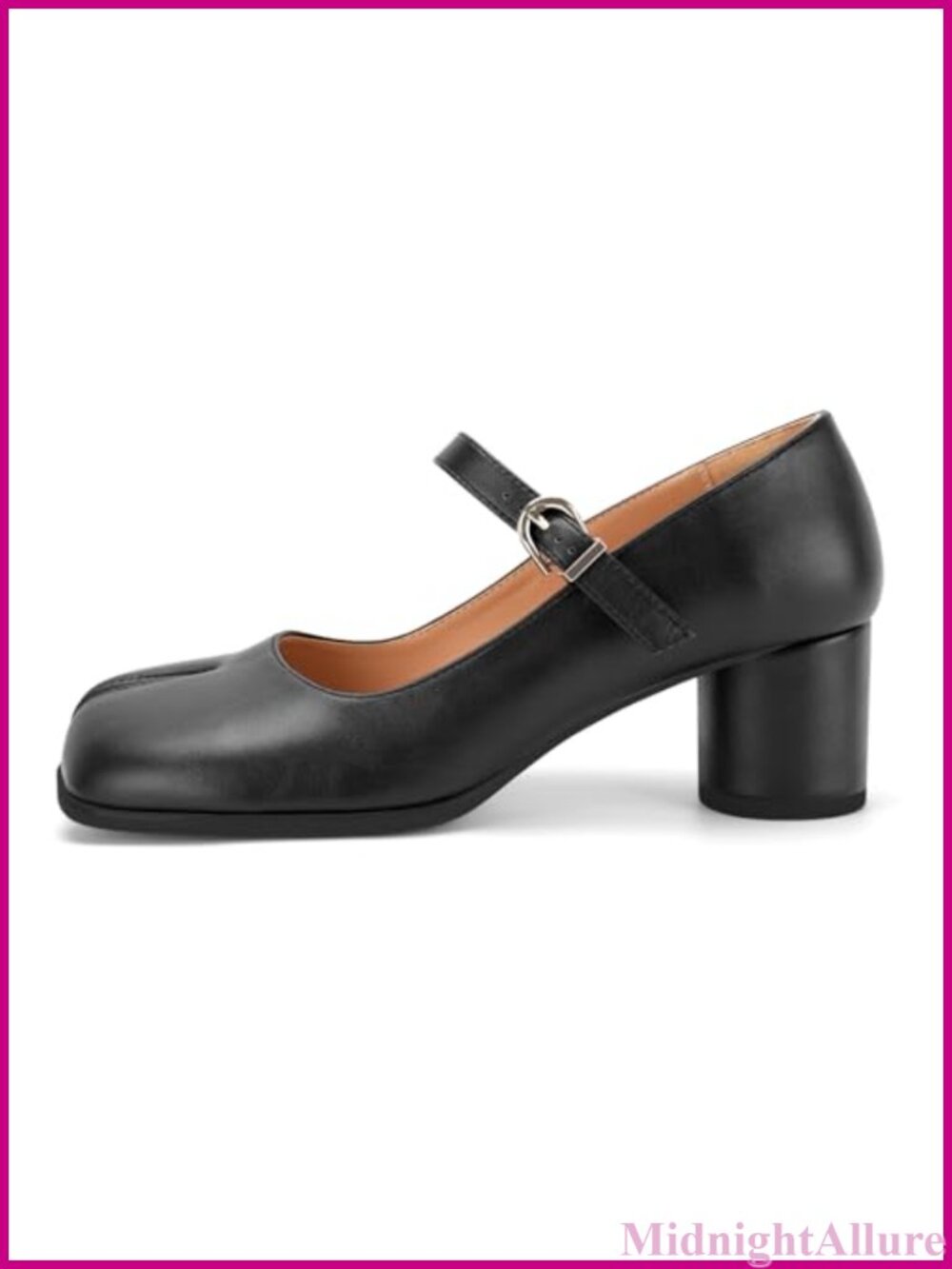 Tabi Heels Split Toe Chunky Mary Jane Pumps 2.5-Inch Heel - Picture 3 of 6